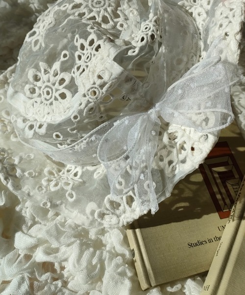 kids zoo（キッズズー） 帽子 ハット オーガンジー花刺繍シースルー