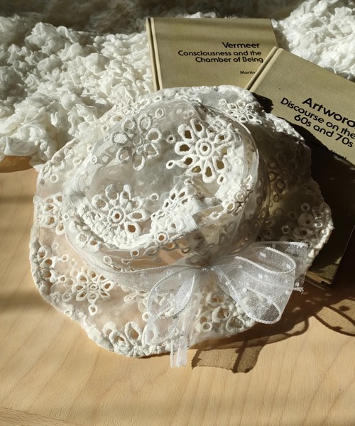 kids zoo（キッズズー） 帽子 ハット オーガンジー花刺繍シースルー