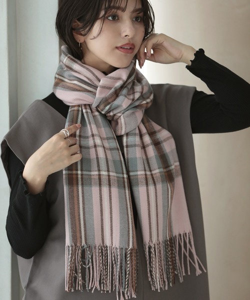 Little＆More ストール マフラー カシミヤタッチ チェック柄 大判