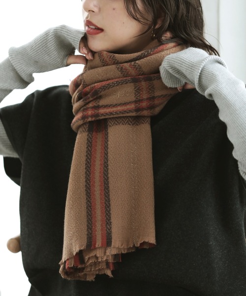 Little＆More ストール マフラー カシミヤタッチ チェック柄 大判