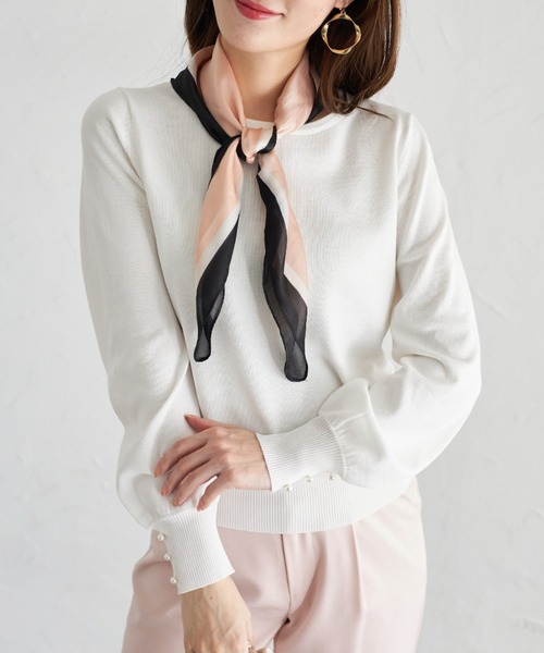 スカーフ付きリブニットプルオーバー tocco closet（トッコ クローゼット） ニット 「ZOZO限定」スカーフ