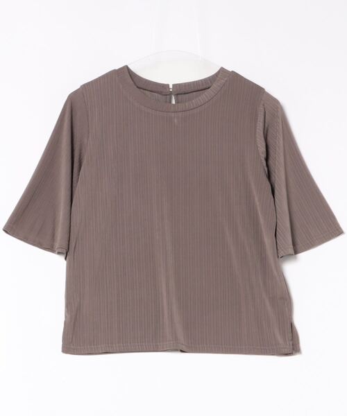 tシャツ エアリーランダムプリーツ5分袖カットソープルオーバー レディース