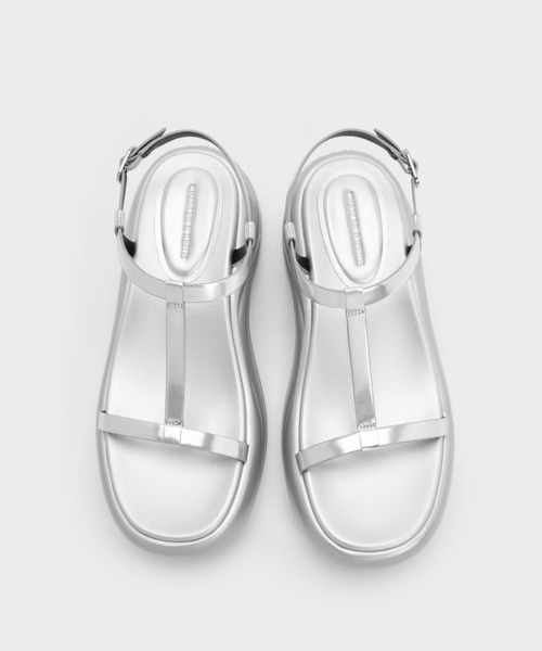 ティーバーカーブプラットフォームスポーツサンダル CHARLES & KEITH Tバー カーブプラットフォームスポーツサンダル