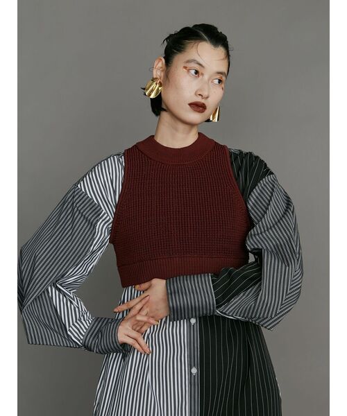 ニット セーター WAFFLE SHORT KNIT VEST / ワッフルショートニットベスト レディース