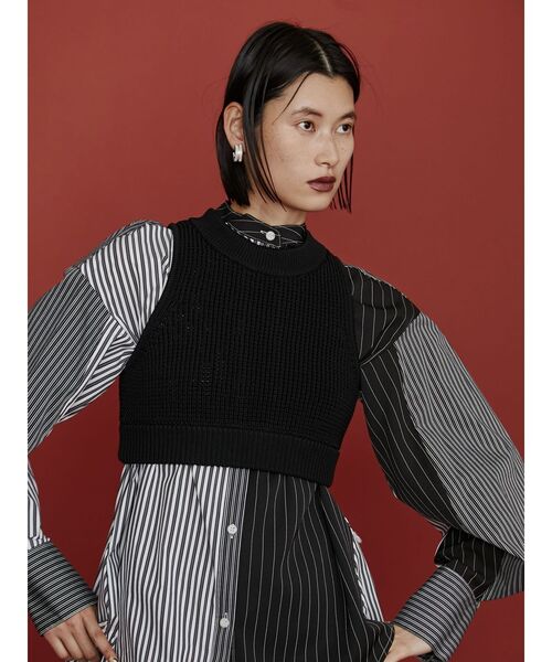 新品 ZARA ハイネックショートニットベスト Mサイズ - メルカリ