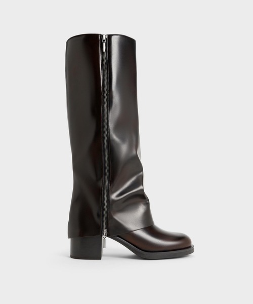 未使用Louiseルーイサイドジップニーハイブーツ　チャールズアンドキースカバー CHARLES ＆ KEITH（チャールズ&キース） ブーツ Louise ルーイ サイド