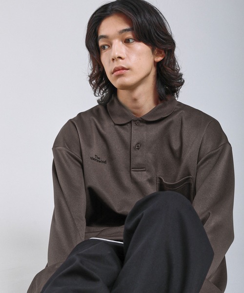 The unormwind ポロシャツ 胸ロゴ刺繍裾ドローコード鹿の子ポンチ