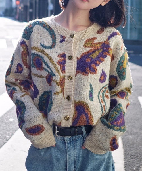 【Y's ワイズ 】ニットカーディガン　変形　カーディガン　レディース 中古・古着通販】Y's (ワイズ) 変形カーディガン オレンジ サイズ:2