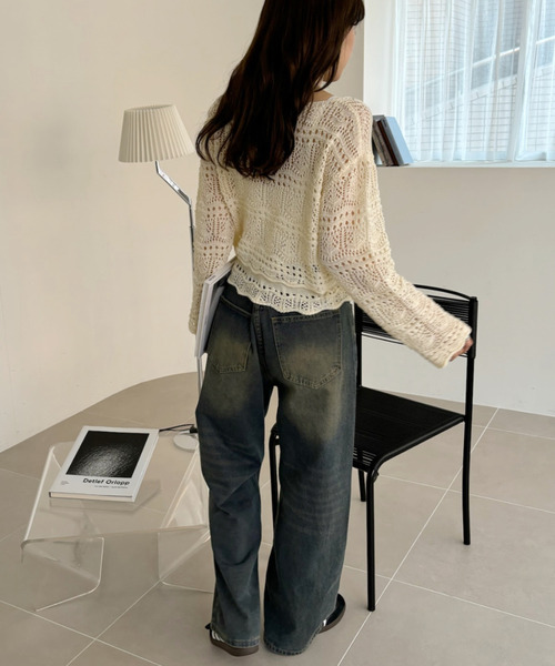 ニット/セーター MISTREASS Cutting Sleeve Rib Kint Top mystic（ミスティック） ニット セーター 「3点セット」クロスニット