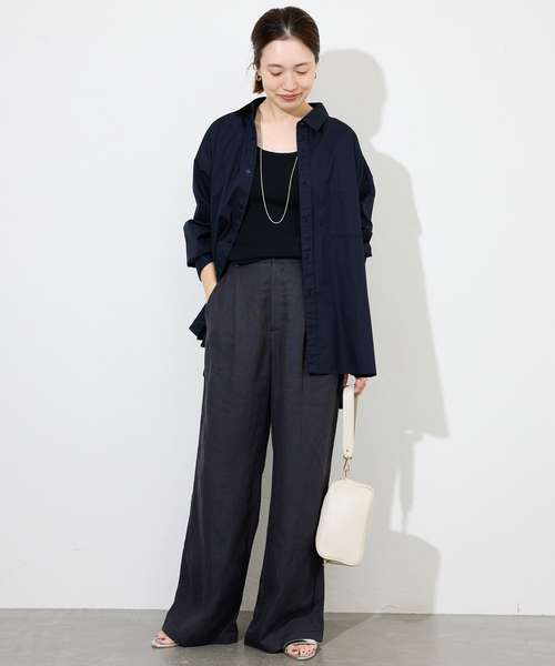 SLOBE IENA オーバーサイズシャツ ブルー SLOBE IENA｜オーバーサイズスキッパーシャツ | Rakuten Fashion
