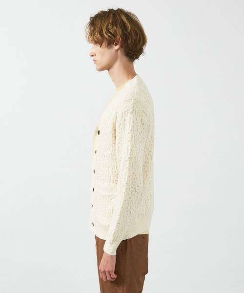 ABAHOUSE（アバハウス） カーディガン 「スカシ柄」インディゴヤーン接