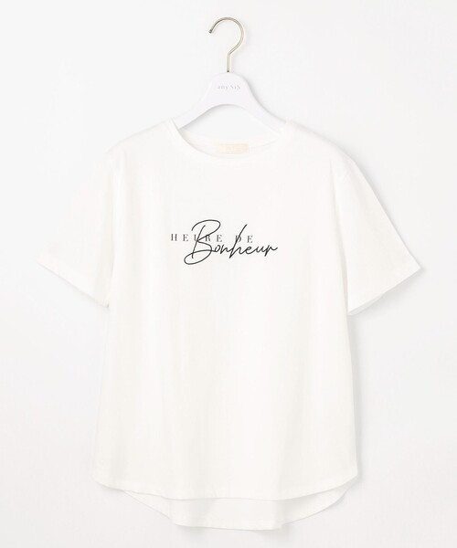 tシャツ ベーシックロゴTシャツ/洗える レディース any SiS tシャツ 「洗える」ベーシックロゴ刺繍 Tシャツ