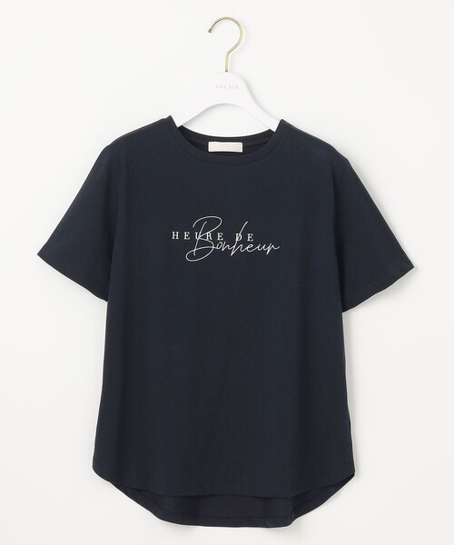 tシャツ ベーシックロゴTシャツ/洗える レディース any SiS tシャツ 「洗える」ベーシックロゴ刺繍 Tシャツ