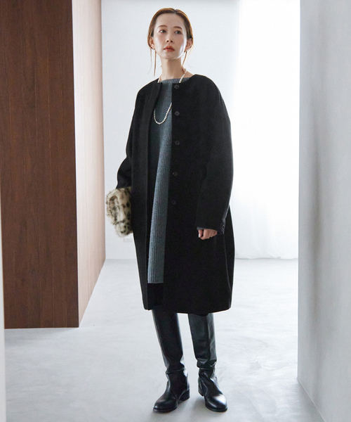 SLOBE IENA（スローブイエナ） ノーカラーコート 34 ベージュ