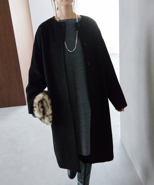 SLOBE IENA（スローブイエナ） ノーカラーコート 34 ベージュ