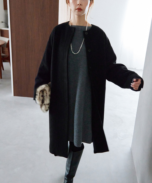 SLOBE IENA（スローブイエナ） ノーカラーコート 34 ベージュ