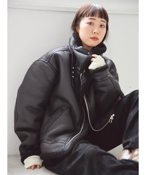 「TODAYFUL」 ジップアップブルゾン 36inch ブラック レディース_画像8