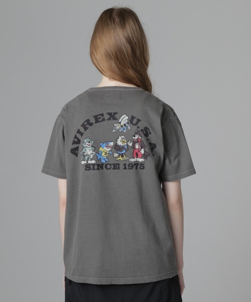 AVIREX tシャツ FADE WASH PRINT T-SHIRT/フェードウォッシュ
