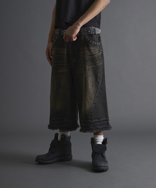 Overdyed Studed Baggy Jorts スタッズ　ショーツ　L セール】Overdyed Studed Baggy Jorts / オーバーダイスタッズ