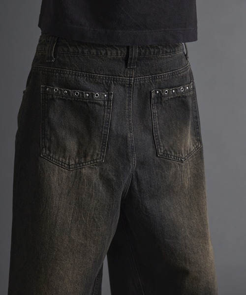 ANDER HUNK ジーンズ Overdyed Studed Baggy Jorts / オーバー