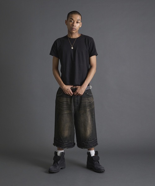 ANDER HUNK ジーンズ Overdyed Studed Baggy Jorts / オーバー