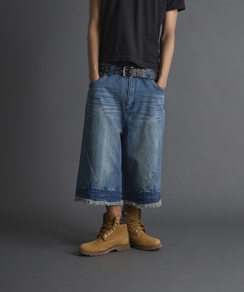ANDER HUNK ジーンズ Overdyed Studed Baggy Jorts / オーバーダイ