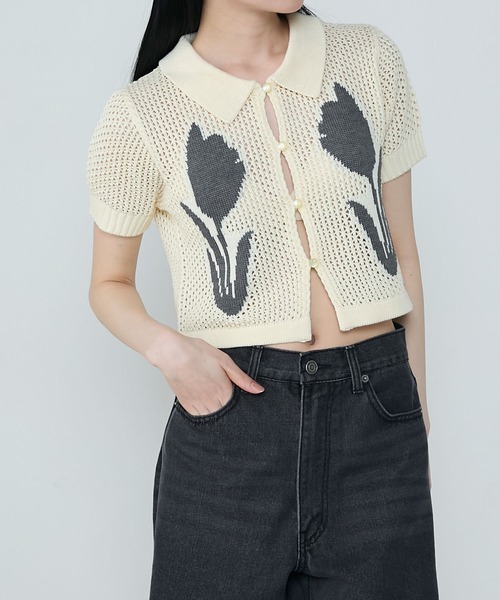 le ELMi カーディガン 「Uniquely bold design」Tulip flower