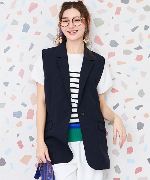 ベスト ジレ 「JETSET SOLO PLUS」リネンライクテーラードジレ レディース
