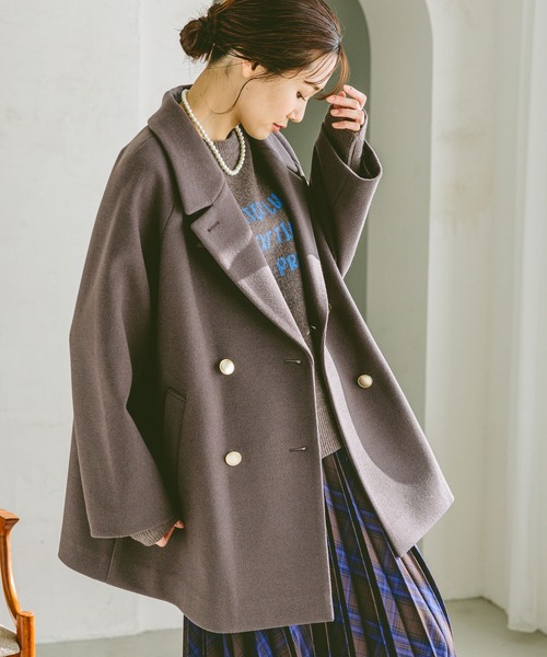 GLOBAL WORK 軽やかストレッチ衿2WAYコート/ブラウン(M) GLOBAL WORK 軽やかストレッチ衿2WAYコート/ブラウン(M) GLOBAL WORK