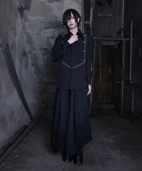 WRouge ブラウス シャツ リボン付きタックシャツ レディース メンズ