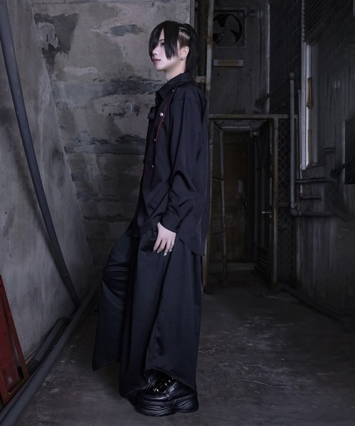 WRouge ブラウス シャツ リボン付きタックシャツ レディース メンズ