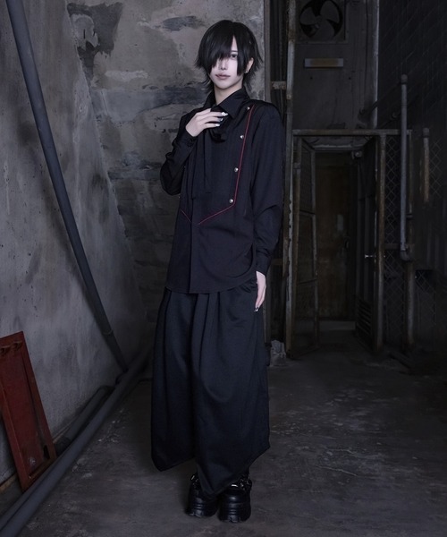 WRouge ブラウス シャツ リボン付きタックシャツ レディース メンズ