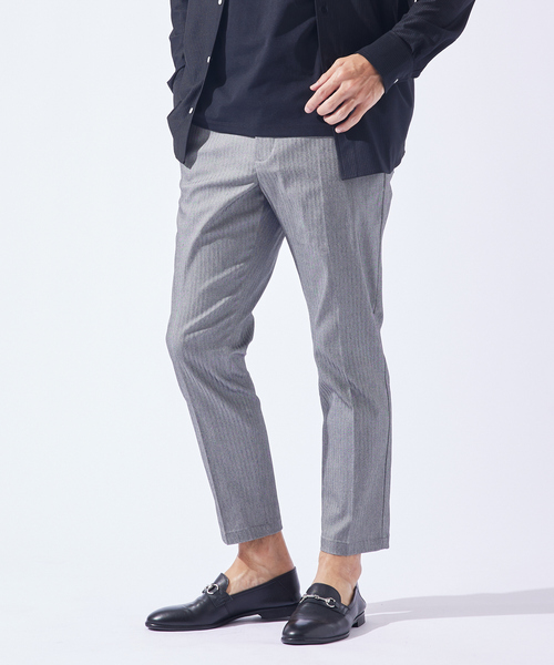 ABAHOUSE GRAY スラックス 「ハイパーストレッチ」ヘリンボーン