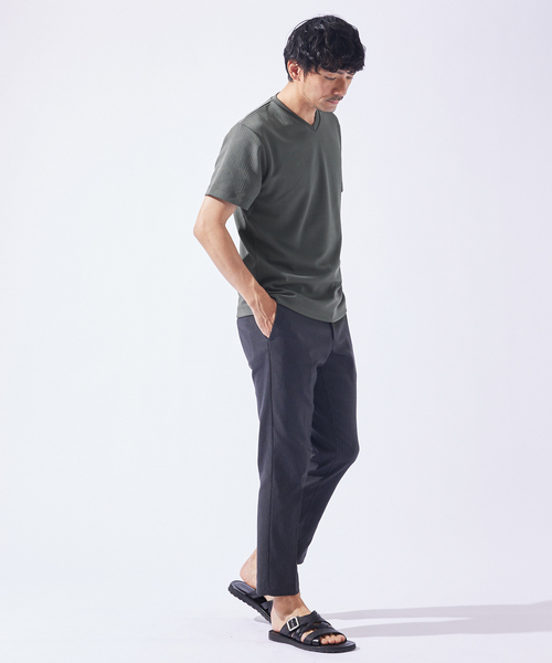 ABAHOUSE GRAY スラックス 「ハイパーストレッチ」ヘリンボーン