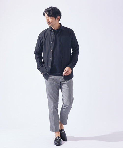 ABAHOUSE GRAY スラックス 「ハイパーストレッチ」ヘリンボーン