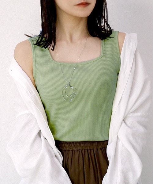 CLOTHY タンクトップ ノースリーブ 「デコルテすっきり見え♪」テレコ