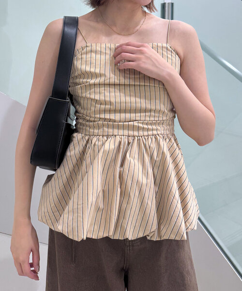 ブラウス シャツ 「新色追加！BEI/BLU」バルーンビスチェ レディース M-LINE ブラウス シャツ 「新色追加！BEI/BLU」バルーンビスチェ