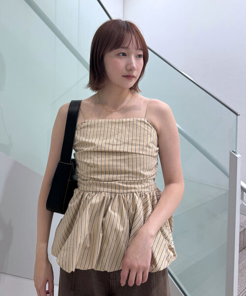 M-LINE ブラウス シャツ 「新色追加！BEI/BLU」バルーンビスチェ
