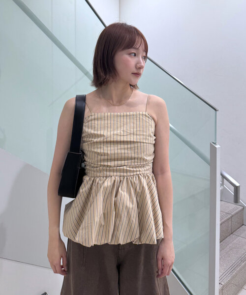 M-LINE ブラウス シャツ 「新色追加！BEI/BLU」バルーンビスチェ