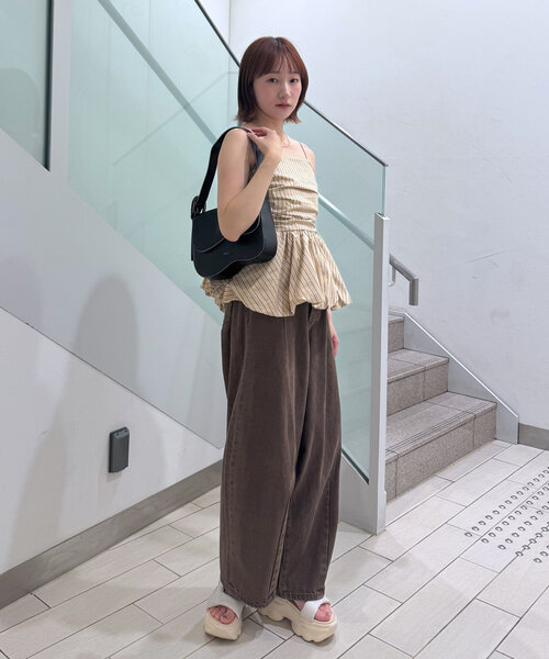 ブラウス シャツ 「新色追加！BEI/BLU」バルーンビスチェ レディース M-LINE ブラウス シャツ 「新色追加！BEI/BLU」バルーンビスチェ