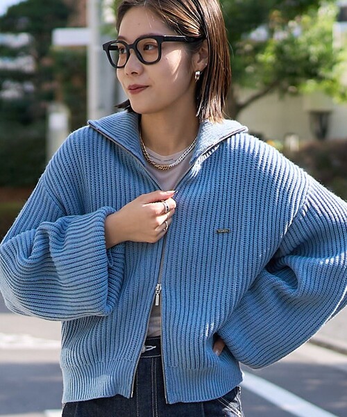 「VIVAYOU」 ニットカーディガン「PUBLUXコラボ」 フリ- オフホワイト レディース_画像3