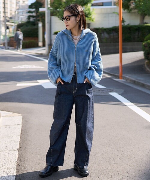 「VIVAYOU」 ニットカーディガン「PUBLUXコラボ」 フリ- オフホワイト レディース_画像5