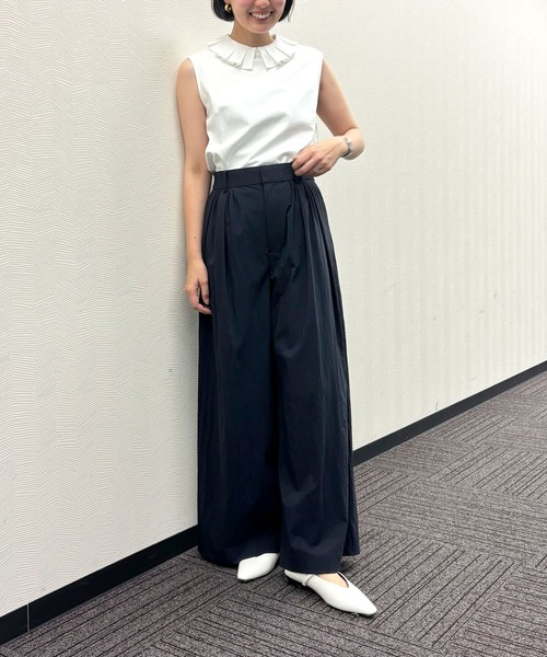 【新品未使用タグ付き】nananamoe/タックワイドナイロンパンツ 新品未使用タグ付き】nananamoe/タックワイドナイロンパンツ