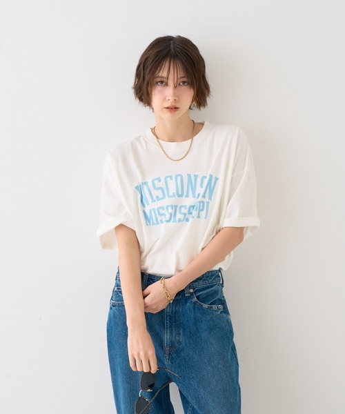 tシャツ 「REMI RELIEF／レミレリーフ」別注TEE WISCONSI ロゴTシャツ レディース Rouge vif la cle｜【REMI RELIEF レミレリーフ】別注TEE