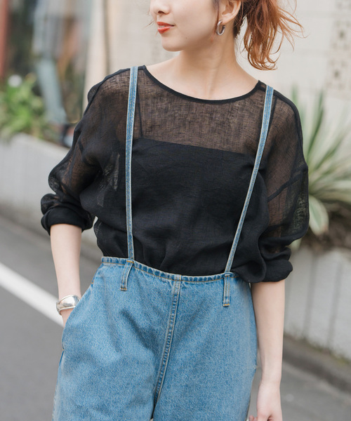 Spick and span リネンミックス片畦ルーズプルオーバー セール】手洗い可 / リネンミックス片畦ルーズプルオーバー