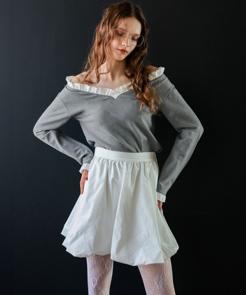 DONOBAN（ドノバン） Vネックフリルトップス レディース : ZOZOTOWN