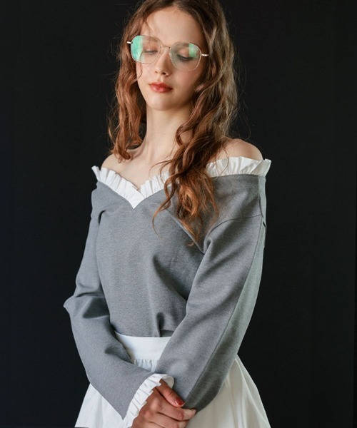 DONOBAN（ドノバン） Vネックフリルトップス レディース : ZOZOTOWN