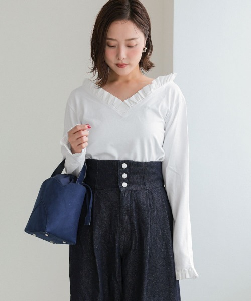 DONOBAN（ドノバン） Vネックフリルトップス レディース : ZOZOTOWN