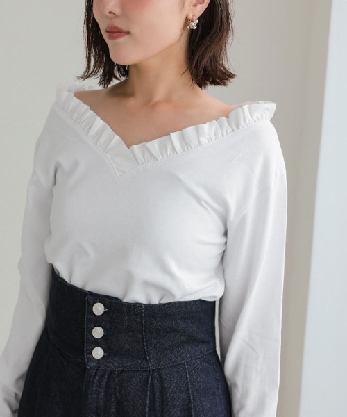 トップス nannn DONOBAN（ドノバン） Vネックフリルトップス レディース : ZOZOTOWN