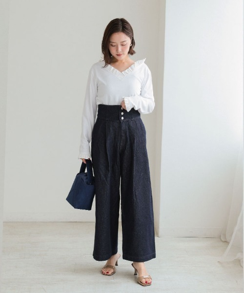 DONOBAN（ドノバン） Vネックフリルトップス レディース : ZOZOTOWN